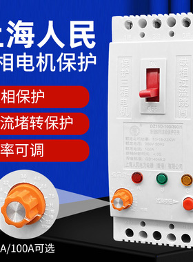上海人民三相电机缺相保护器380V水泵过载堵转自动断路器40A100A