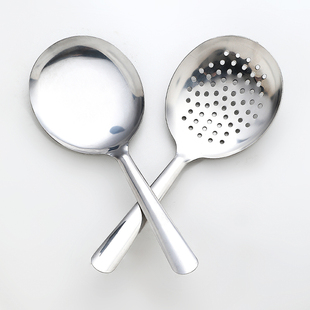 不锈钢汤勺家用短柄大号汤匙调羹分菜勺漏勺面粉勺公勺盛饭分餐勺