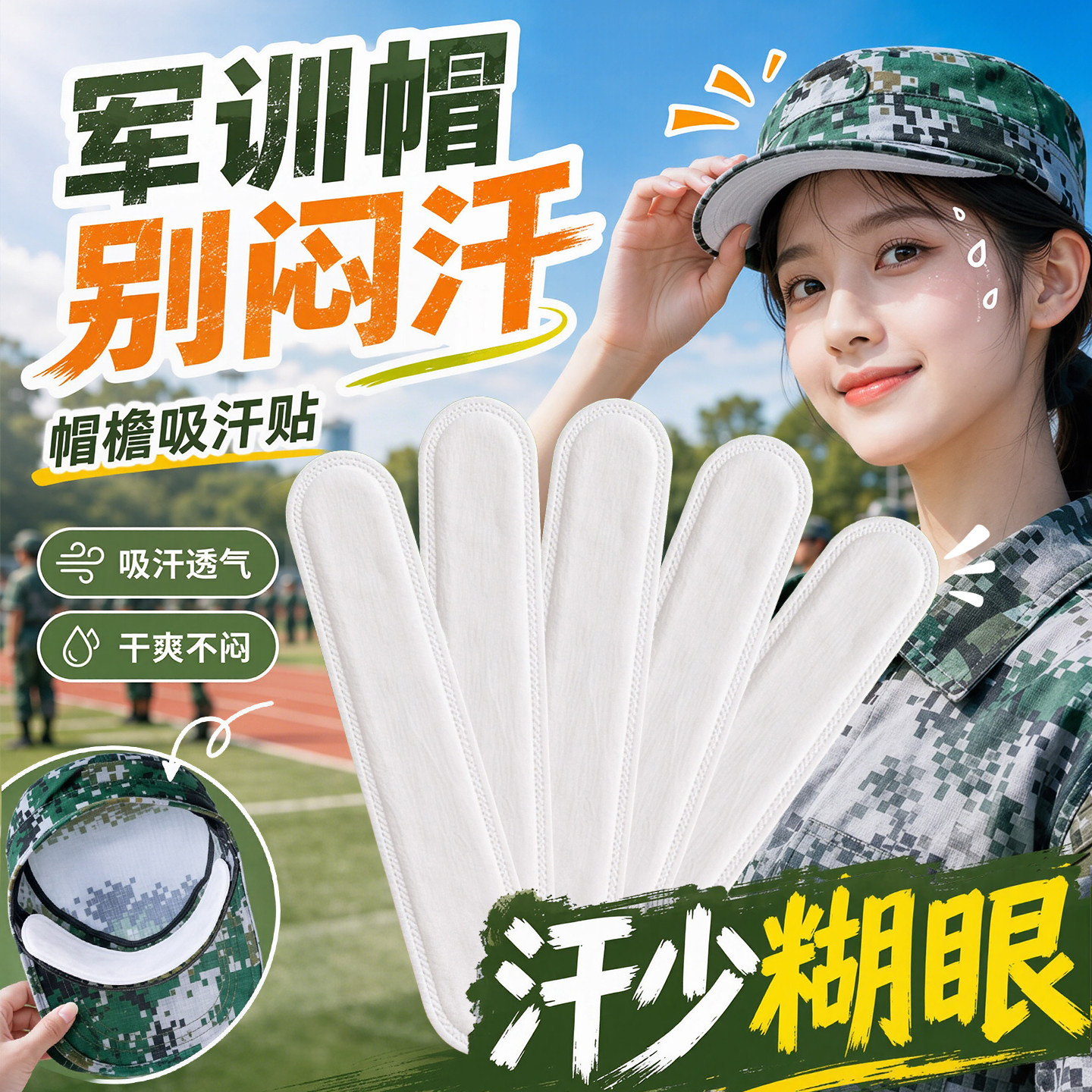 军训吸汗帽檐贴领子袖子防脏贴图片