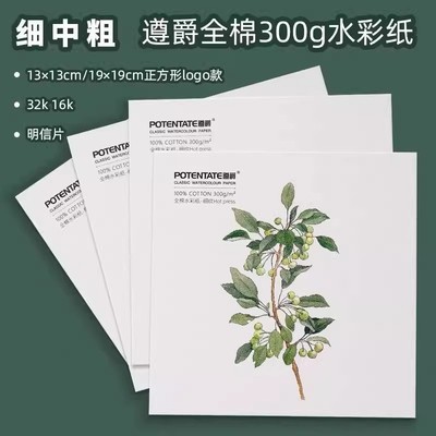 遵爵logo款水彩纸300g棉浆水彩本尊爵便携水彩本随身明信片32k16k细纹中粗水彩画专用纸水彩纸素描画纸油画棒