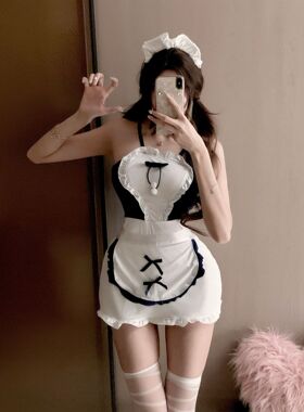 角色扮演衣服女性感白色裹胸情侣升温大尺度禁欲系女仆qqu情裙衣