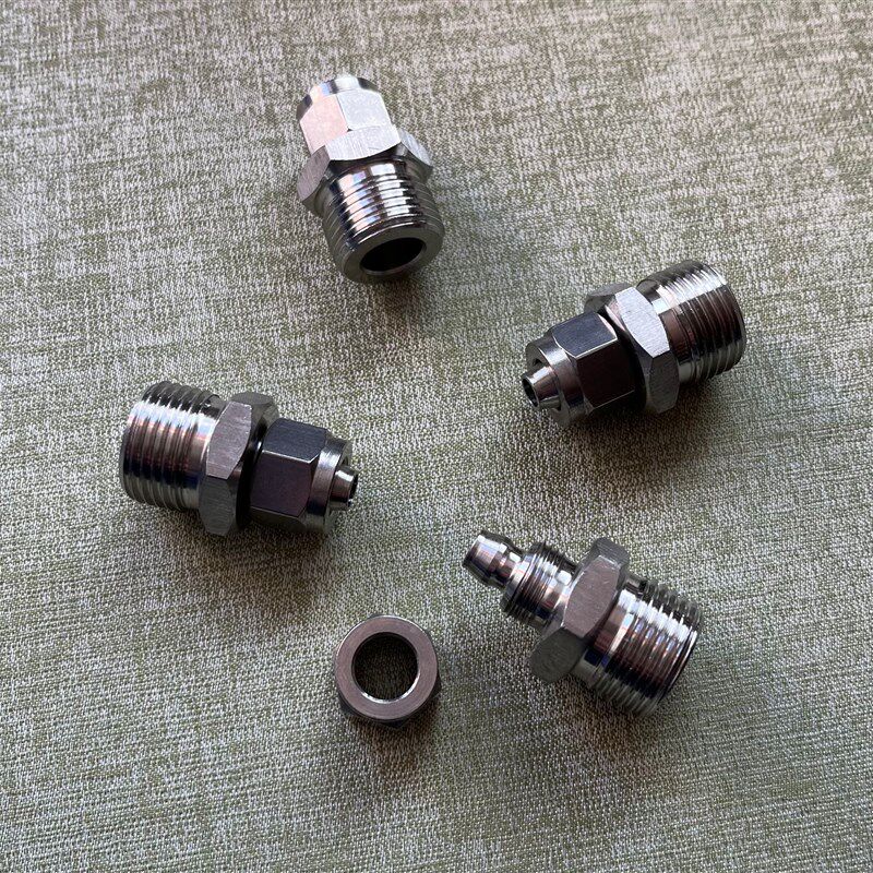 M18x1.5-6 不锈钢快拧接头 外螺纹M18x1.5 接内径Q4mm外径6mm pu