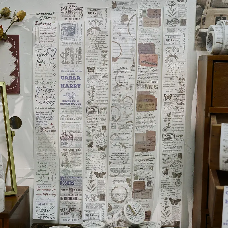 早沫和纸胶带 复古诗篇 复古创意文字动植物手帐装饰拼贴 4款