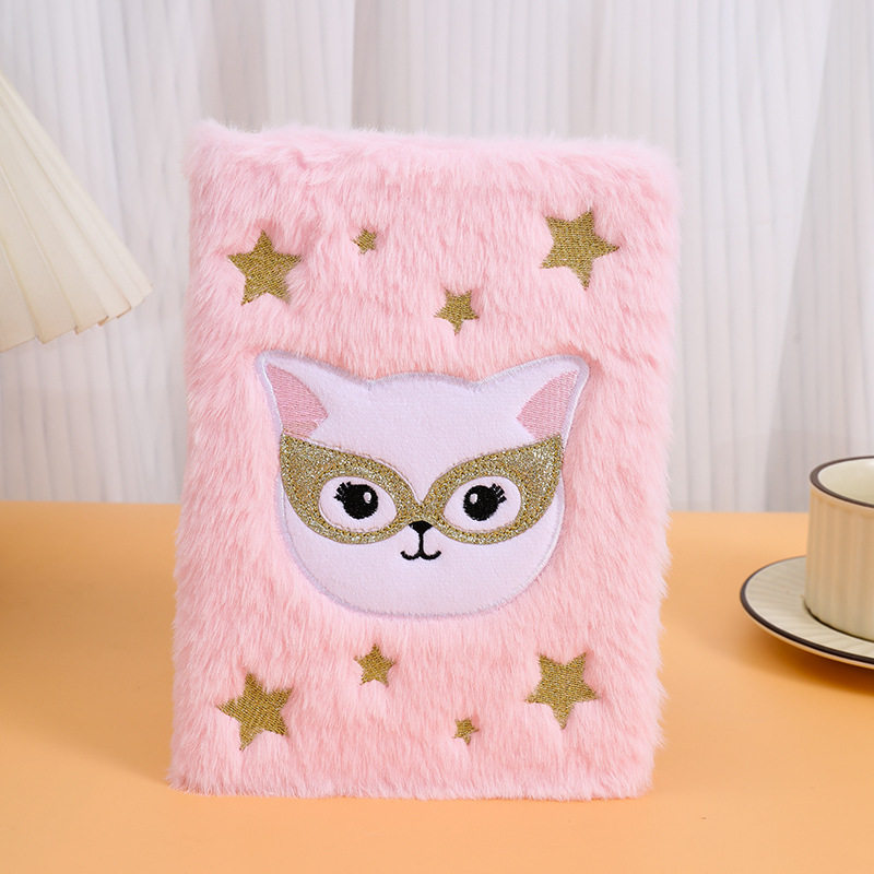 新款A5毛绒本 创意眼镜猫咪手账本 高颜值学生儿童礼物笔记本,文具电教/文化用品/商务用品,手帐/日程本/计划本,淘宝优惠券,粉丝福利购,淘宝优惠卷