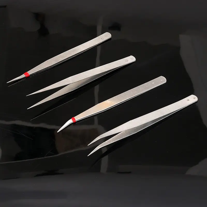 不锈钢铁镊子直头弯头钳子金银首饰镊子眉毛夹缝纫机工具镊子