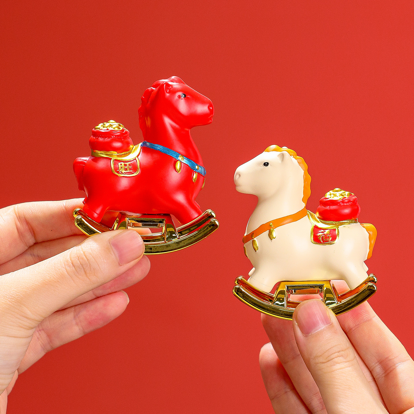 新中式马上成功摇摇马小摆件卡通可爱生肖马年会伴手礼马年吉祥物