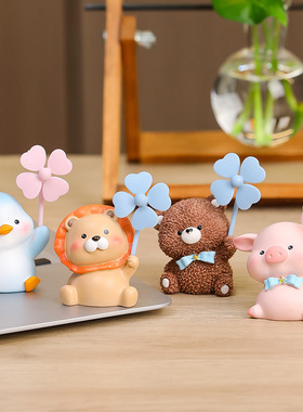 动物风车家居摆件办公桌面解压卡通公仔树脂工艺品潮玩小摆设玩偶