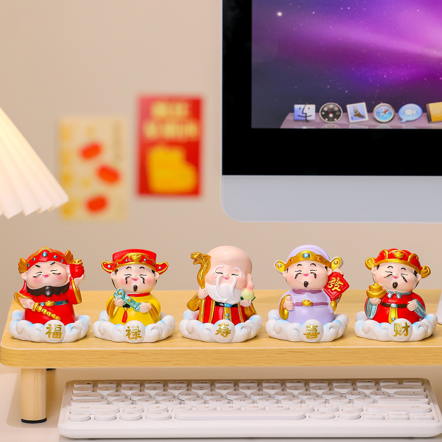 财神爷摆件创意新款树脂工艺品办公室礼物装饰五福临门网红伴手礼