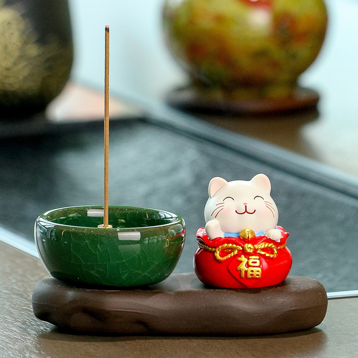 招财猫香炉摆件香插家用檀香沉香香托桌面装饰寺庙礼物礼品小摆件,工业油品/胶粘/化学/实验室用品,树脂,淘宝优惠券,粉丝福利购,淘宝优惠卷