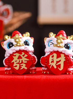 国潮醒狮家居办公桌新中式国风狮办公桌面伴手礼摆件桌面装饰狮子