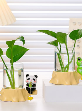 萌宠青蛙钓鱼水培花瓶玄关客厅装饰摆件卡通动物水养绿植插花器皿