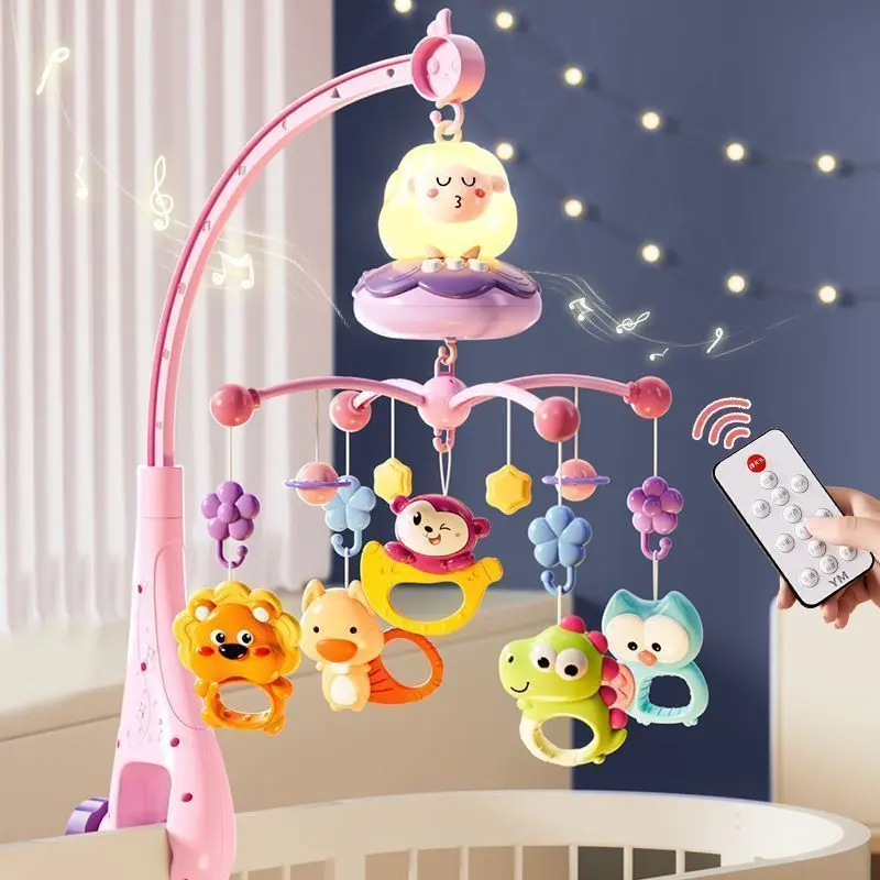 新生婴儿玩具床头音乐床铃0-1岁宝宝3-6-12个月充电旋转摇铃