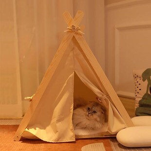 通用保暖宠物窝封闭式 猫窝狗窝宠物帐篷四季 实木猫产房狗床可拆洗