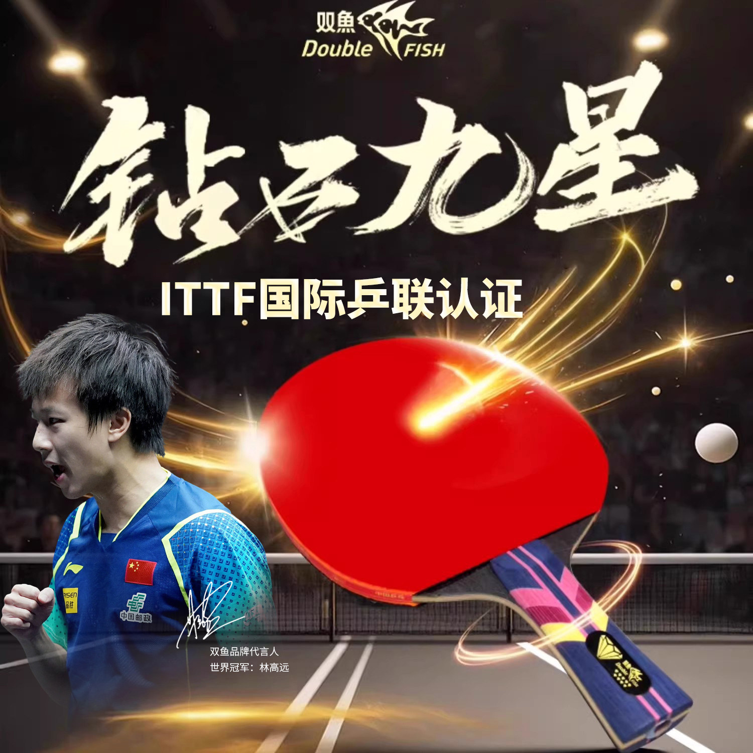 双鱼九星级高弹力了乒乓球拍图片