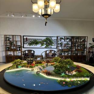 饰工艺品大圆桌摆件酒店饭店餐厅摆台 餐桌中间桌芯遥控灯光雾化装