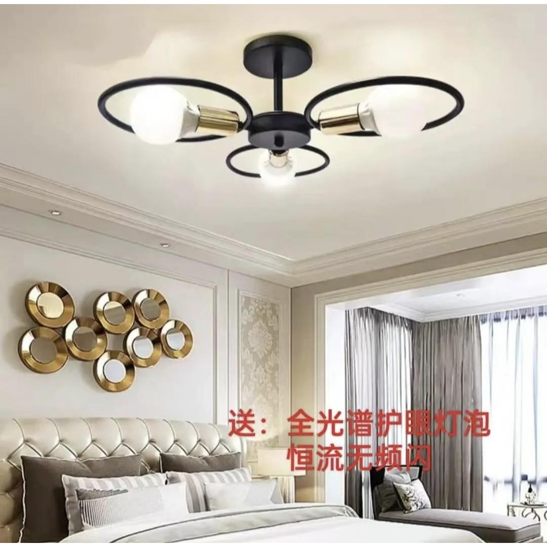 北欧美式铁艺客厅灯吸顶灯创意个性灯饰现代温馨主卧室吊灯灯具