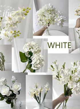 白色系多款式仿真花婚庆婚礼装饰假花摆件花艺花材塑料花拱门花束