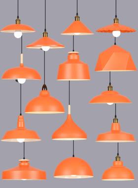 工业风橙色创意锅盖吊灯餐厅卡座餐饮店餐桌火锅店饭店铺商用灯罩