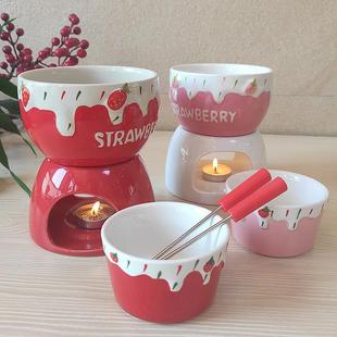 冰淇淋火锅炉套装陶瓷巧克力芝士融化炉子瑞士奶酪火锅大号甜品炉