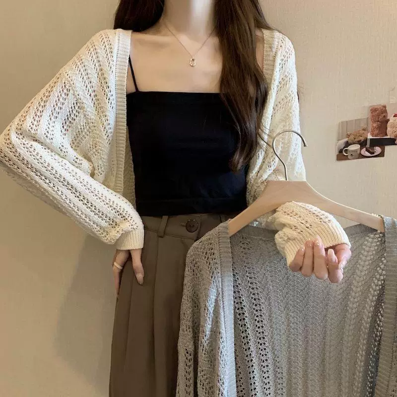 Вязаный кардиган, короткий плащ, рукава, куртка, oversize