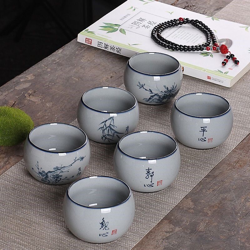 新手绘陶瓷主人杯单个茶杯复古品茗单杯家用茶盏功夫茶具个人杯
