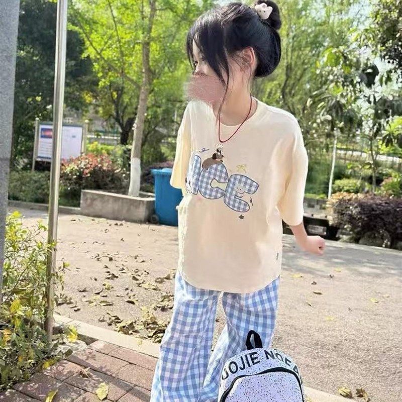 学生休闲套装女小个子可盐可甜炸街上衣杏色短袖t恤阔腿裤两件套,女装/女士精品,时尚套装,淘宝优惠券,粉丝福利购,淘宝优惠卷