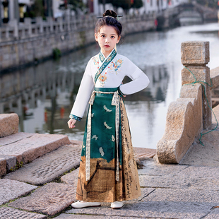 汉服儿童古装裙中国风男童薄款短袖女童马面裙小女孩唐装明制套装