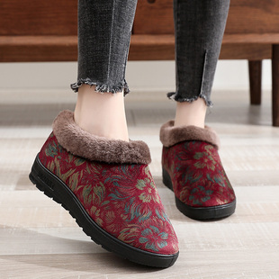 2025新款秋冬棉鞋牡丹花中老年防滑