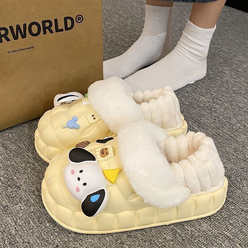 2025新款防滑软底外穿可爱卡通滴汗狗外穿时尚包跟可拆洗内胆棉鞋