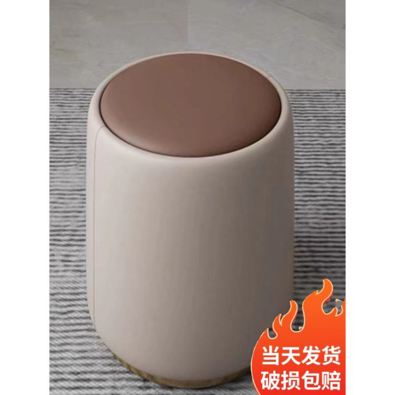 北欧风沙发圆凳家用客厅茶几矮凳圆墩化妆凳墩子换鞋凳43cm高实木