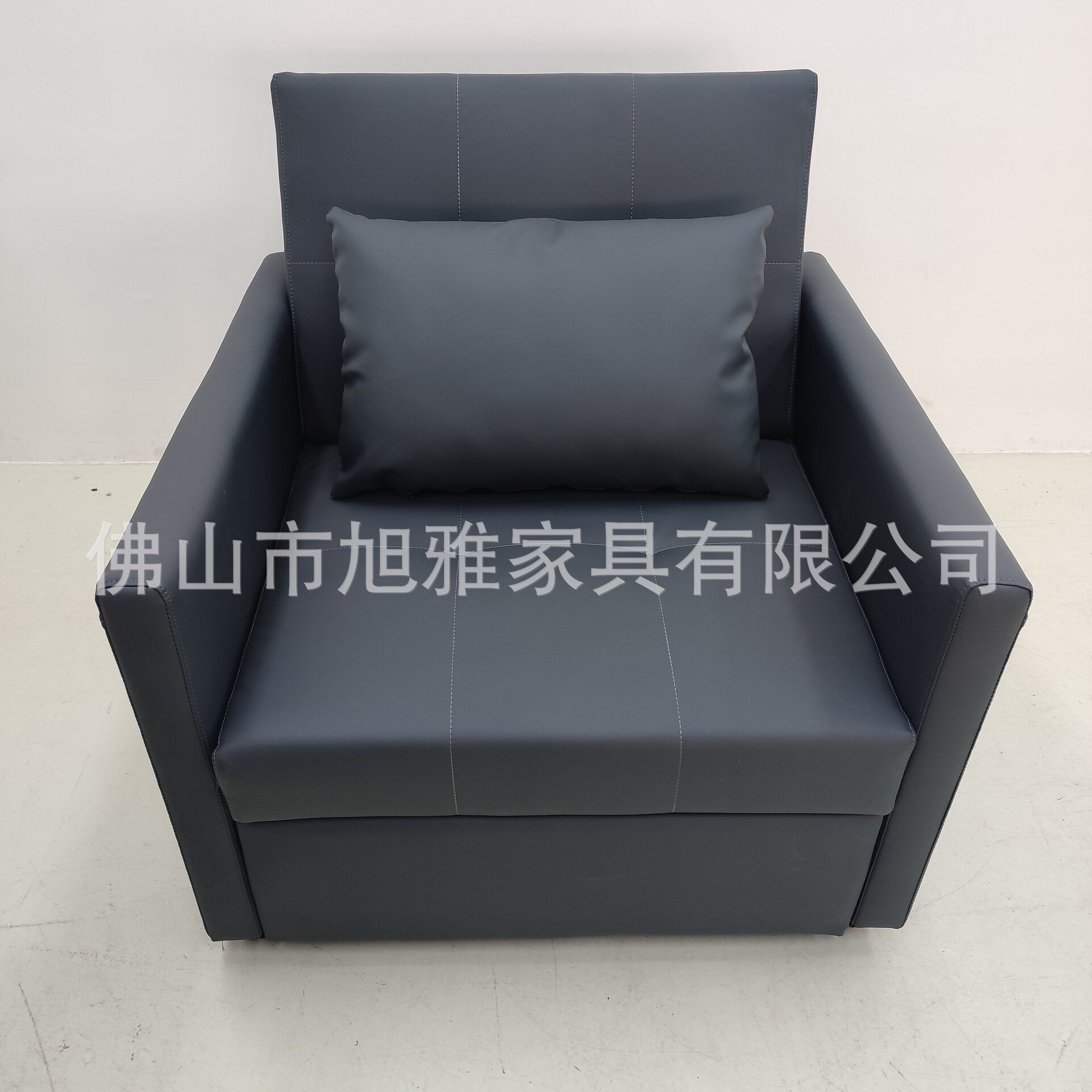 深灰蓝色单人位两用多功能可折叠小户型简易书房办公室沙发床