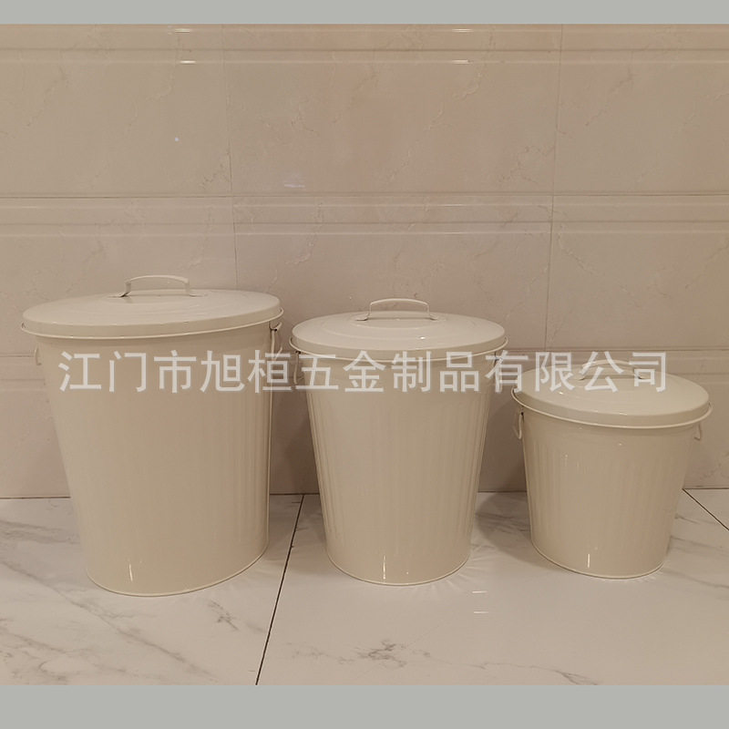 跨境铁皮多色船舶带盖镀锌垃圾桶铁皮桶船用铁圆筒户外垃圾桶