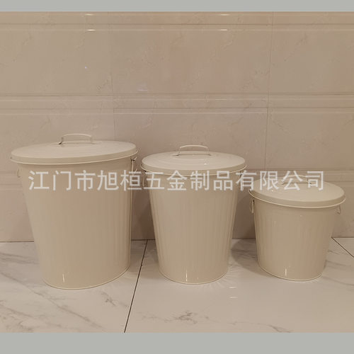 跨境铁皮多色船舶带盖镀锌垃圾桶铁皮桶船用铁圆筒户外垃圾桶
