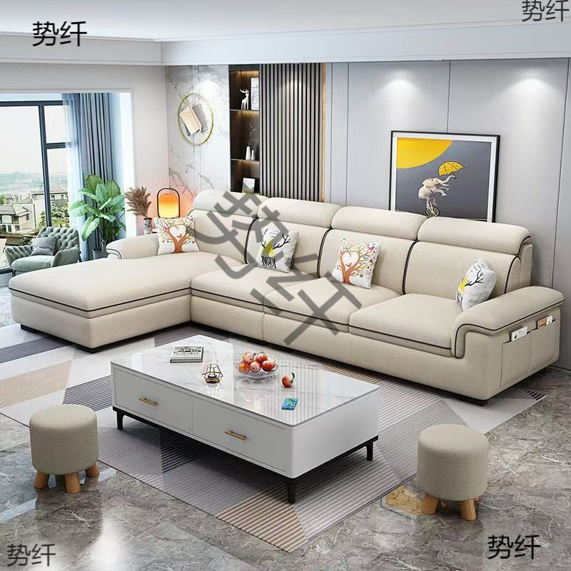 北欧风布艺沙发客厅现代简约轻奢科技布贵妃大小户型沙发组合猫抓