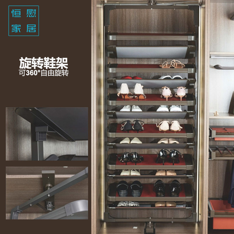 衣帽间衣柜内鞋架衣柜豪华多层家用衣帽间360度衣柜推拉旋转鞋架