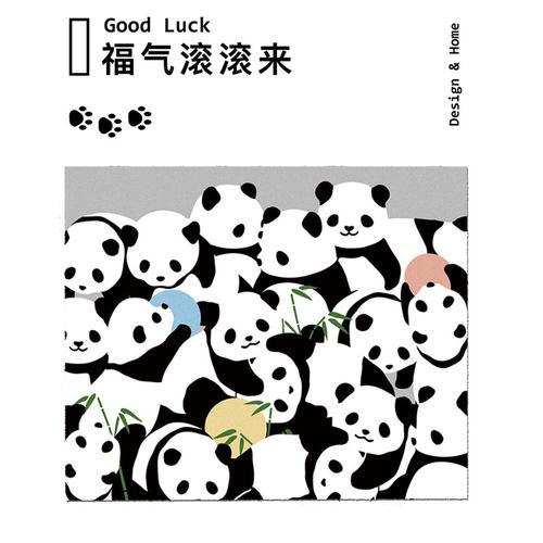 一拾一 熊猫可爱皮革入户地垫可擦洗家用pvc门垫防油防水玄关地毯