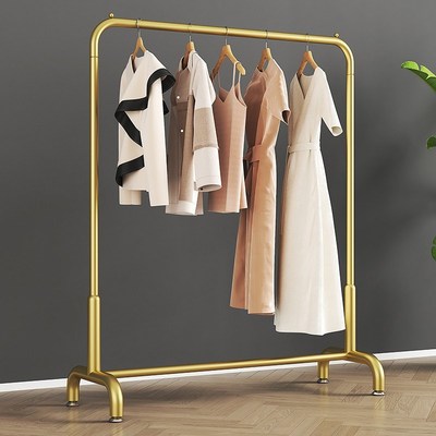 晾衣架卧室内小型挂衣架客厅奶油白落地式开放式衣柜加粗展示架子