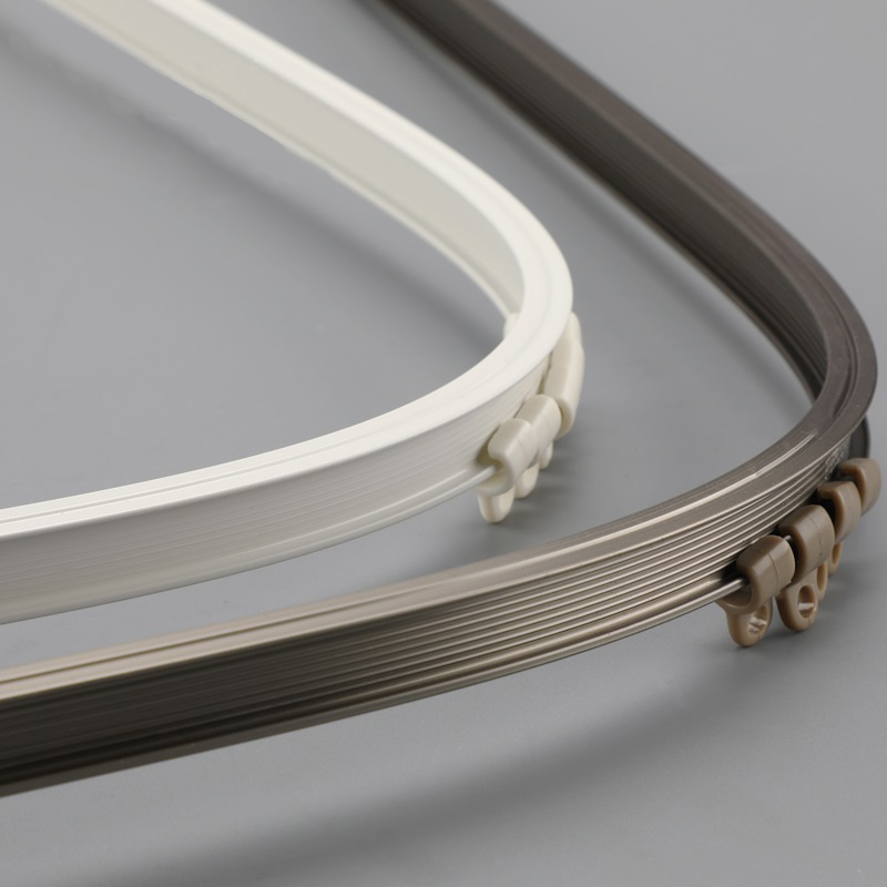 窗帘双轨道支架直轨弯曲铝合金静音弯轨侧装顶装弧型U型窗帘轨道