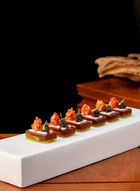 酒店中厨餐具长方砖块盘圆柱体四方柱创意意境菜会所融合菜冷菜盘