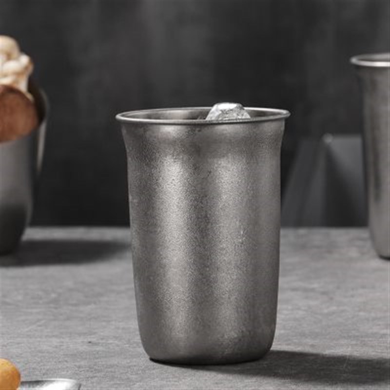 复古做旧304不锈钢啤酒杯餐厅防摔单层杯果汁杯商用工业风冷饮杯