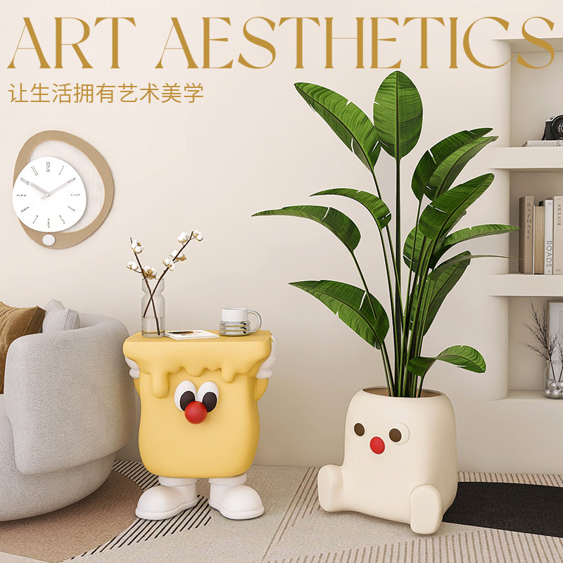 卡通花盆栽沙发边几电视柜旁边落地摆件托盘大号陶瓷花瓶仿真绿植,家居饰品,花盆,淘宝优惠券,粉丝福利购,淘宝优惠卷