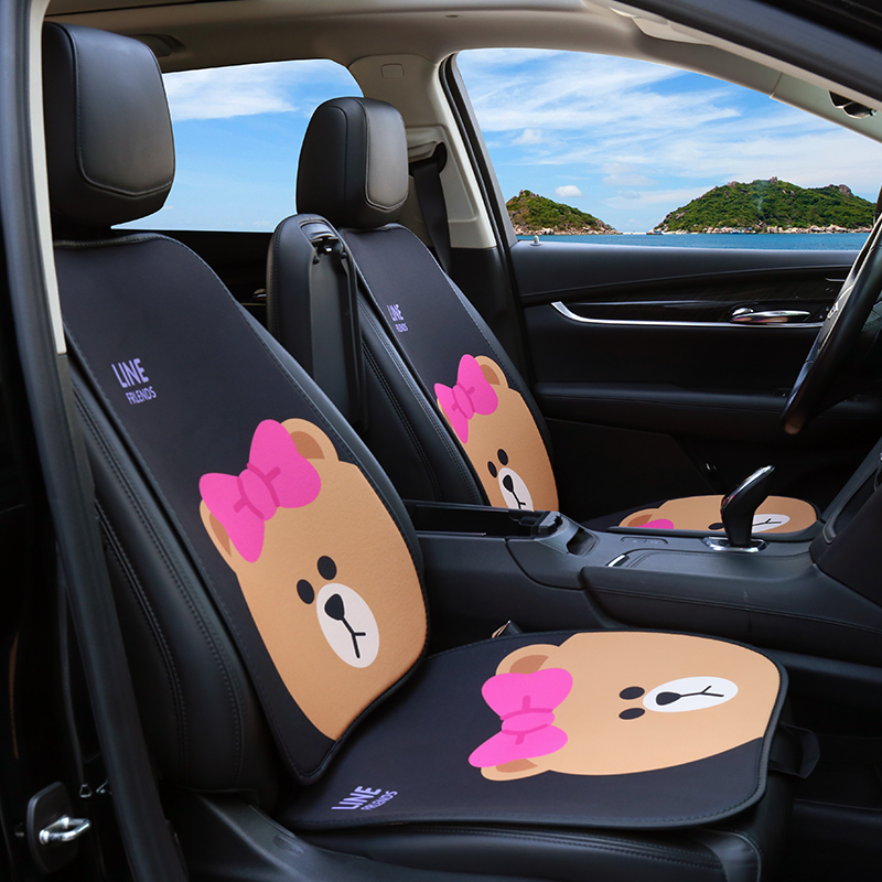 汽车坐垫卡通可爱熊座套四季通用座垫单个单片透气女士座椅垫夏季