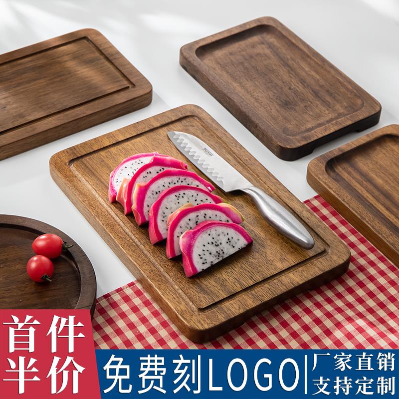 长方形实木披萨板胡桃木牛扒板西餐面包板牛排托盘板烤盘比萨饼板