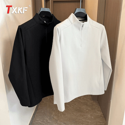 户外半拉链运动卫衣男士长袖2025新款春秋冬季双面德绒打底衫男款