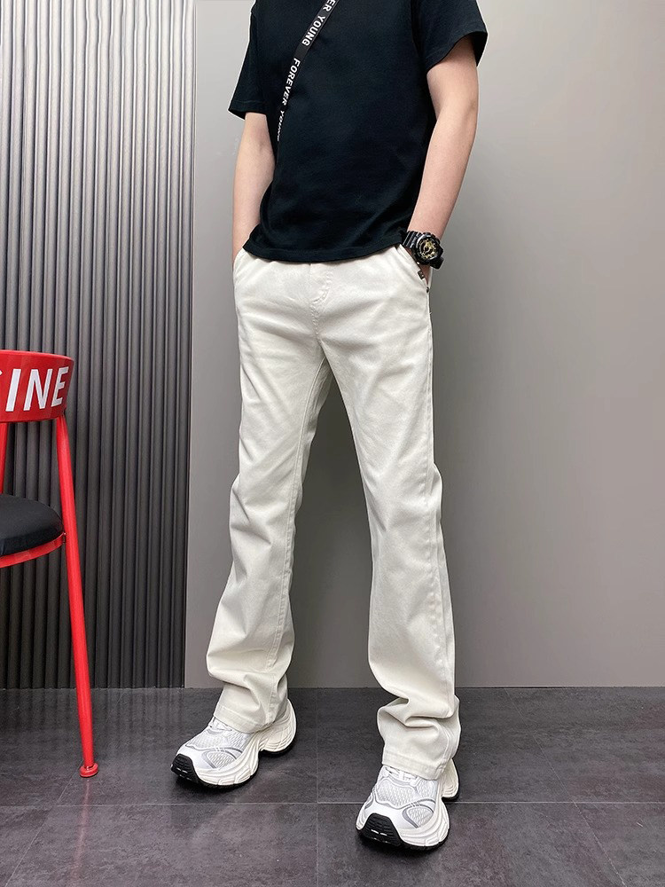 高端男士靴型牛仔裤2025新款夏季纯色男士薄裤男士休闲直筒裤