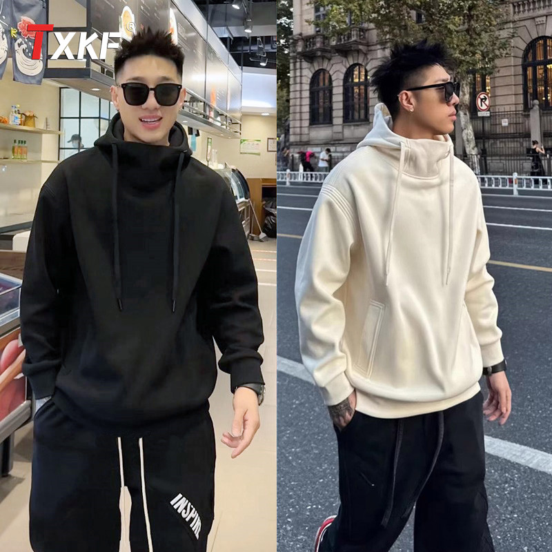 高领重磅连帽卫衣男士2025新款春秋冬季痞帅加绒长袖t恤外套男款,男装,卫衣,淘宝优惠券,粉丝福利购,淘宝优惠卷
