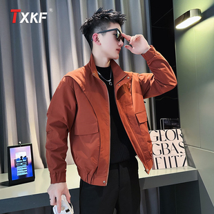 高端酒红色棉服外套男士2025新款春秋冬季高级感工装立领夹克男款