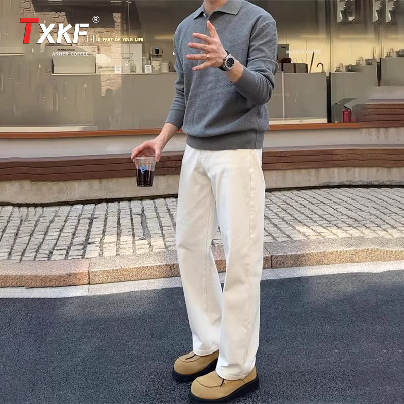 轻熟风白色直筒牛仔裤男士2026新款春季通勤男裤阔腿休闲裤子男款