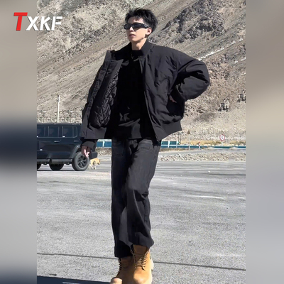 美式飞行夹克棉服男外套男士2025新款冬季加厚冬装立领棒球服男款