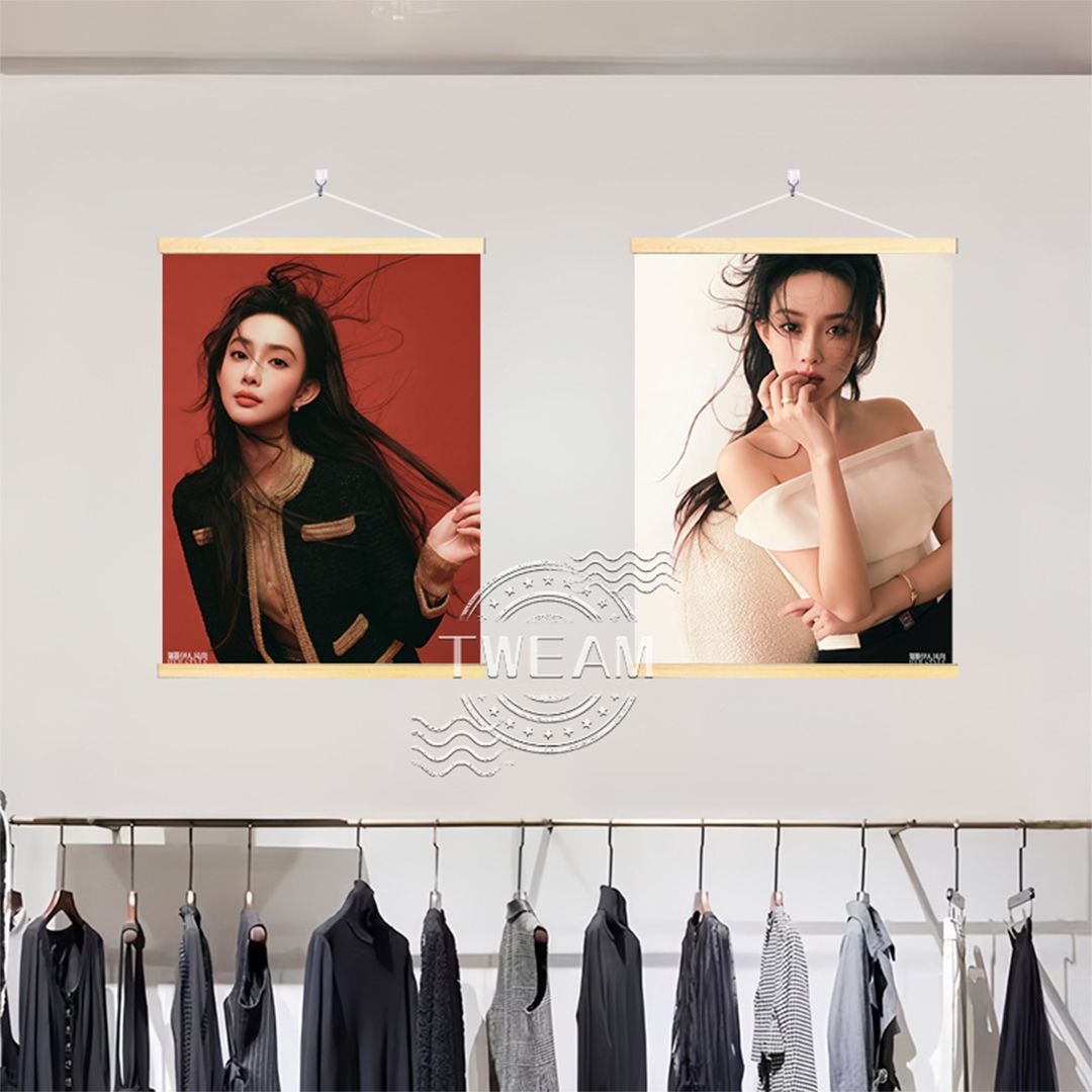 孟子义周边时尚高颜值挂画服装店咖啡馆彩妆店挂墙实木挂轴装饰画
